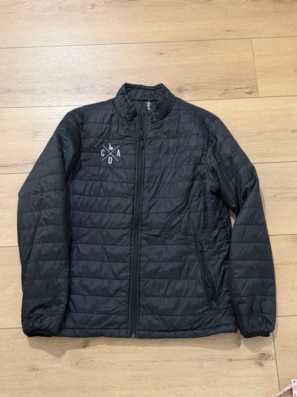 Black Quilted Lightweight Jacket with Crossed Logo- Idaho